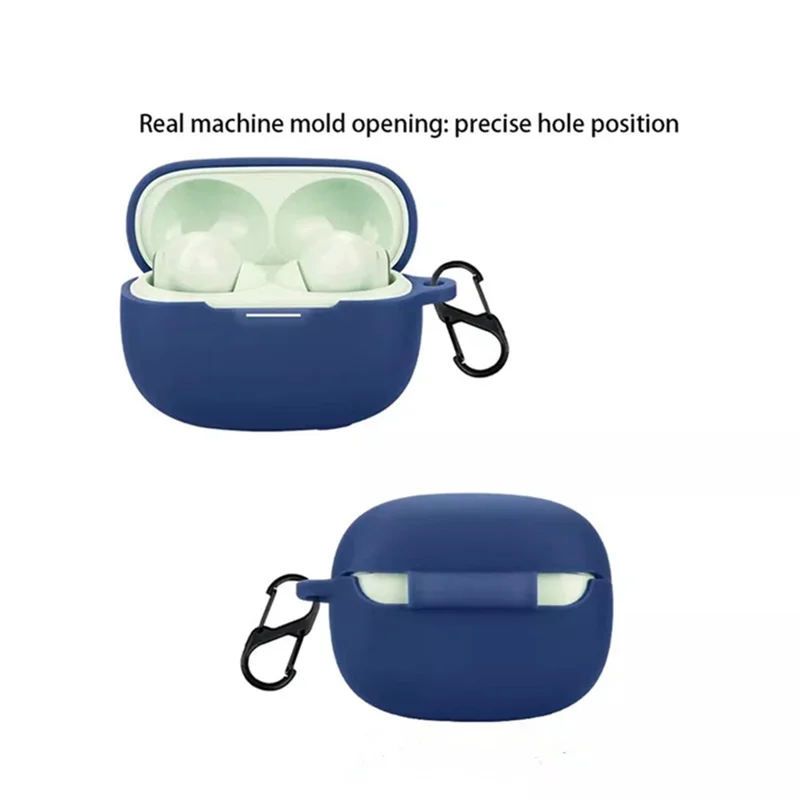 For Xiaomi Redmi Buds 8 Pro Silicone Case Wireless Earbuds Protective Cover with Anti-Lost Buckle - Red