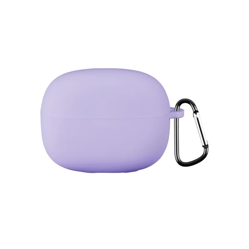 For Xiaomi Redmi Buds 8 Pro Silicone Case Wireless Earphone Anti-Scratch Protective Cover with Carabiner - Purple