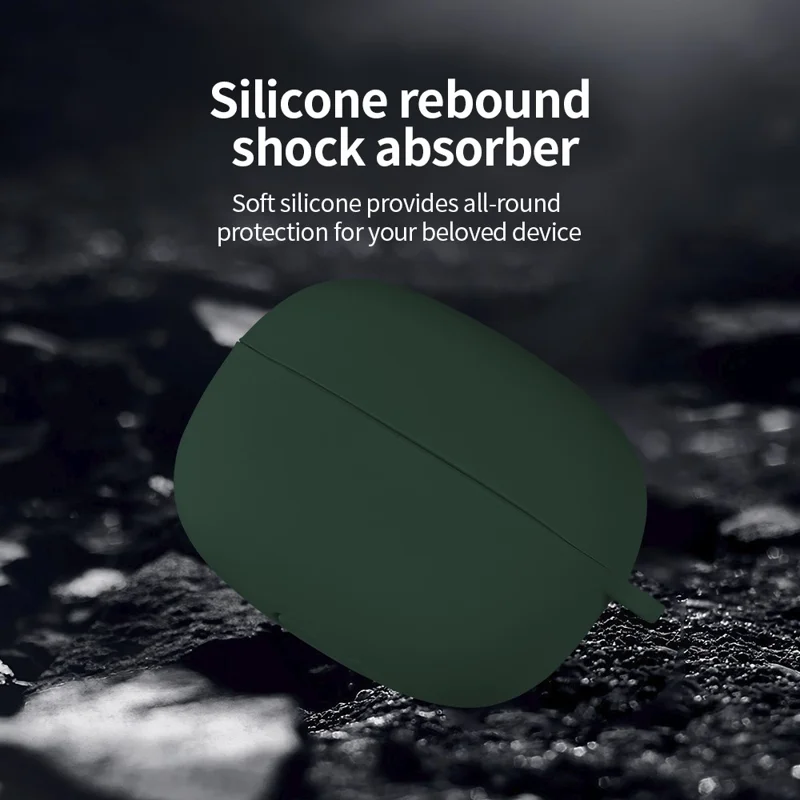 For Xiaomi Redmi Buds 8 Pro Silicone Case Wireless Earphone Anti-Scratch Protective Cover with Carabiner - Purple