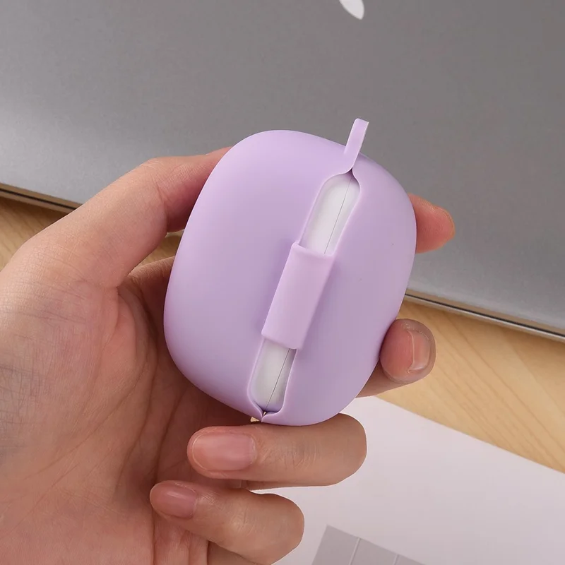 For Xiaomi Redmi Buds 8 Pro Silicone Case Wireless Earphone Anti-Scratch Protective Cover with Carabiner - Purple