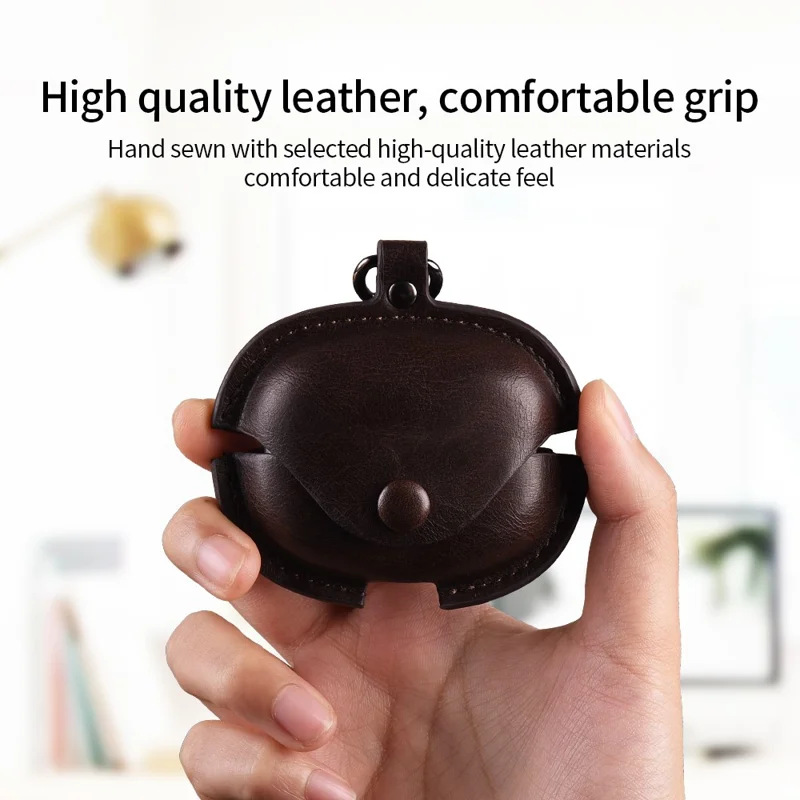 For Xiaomi Redmi Buds 8 Pro Earphone Case Business Leather + PC Protective Cover - Brown