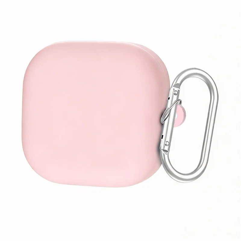 For Samsung Galaxy Buds4 / Buds4 Pro Liquid Silicone Case Earphone Protective Cover with Carabiner - Pink