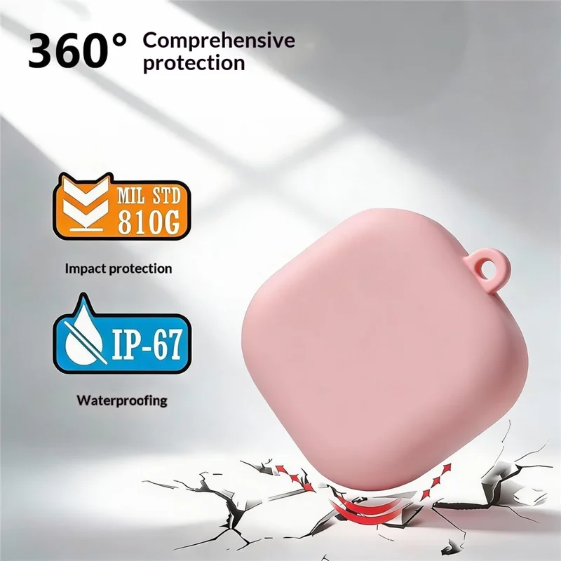 For Samsung Galaxy Buds4 / Buds4 Pro Liquid Silicone Case Earphone Protective Cover with Carabiner - Pink
