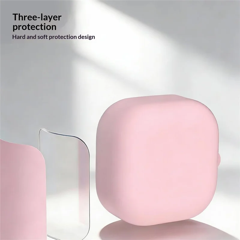 For Samsung Galaxy Buds4 / Buds4 Pro Liquid Silicone Case Earphone Protective Cover with Carabiner - Pink