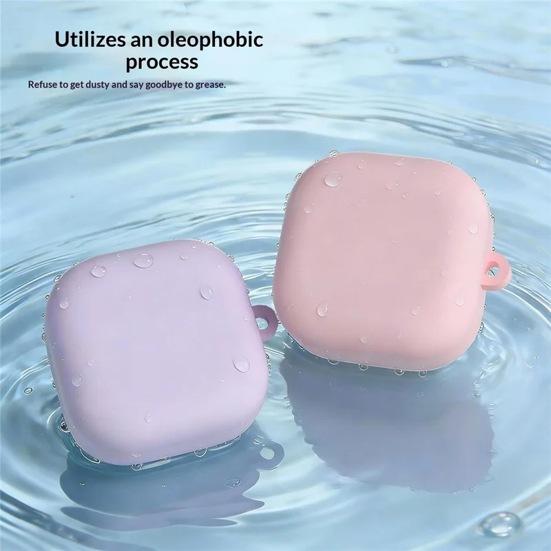 For Samsung Galaxy Buds4 / Buds4 Pro Liquid Silicone Case Earphone Protective Cover with Carabiner - Pink