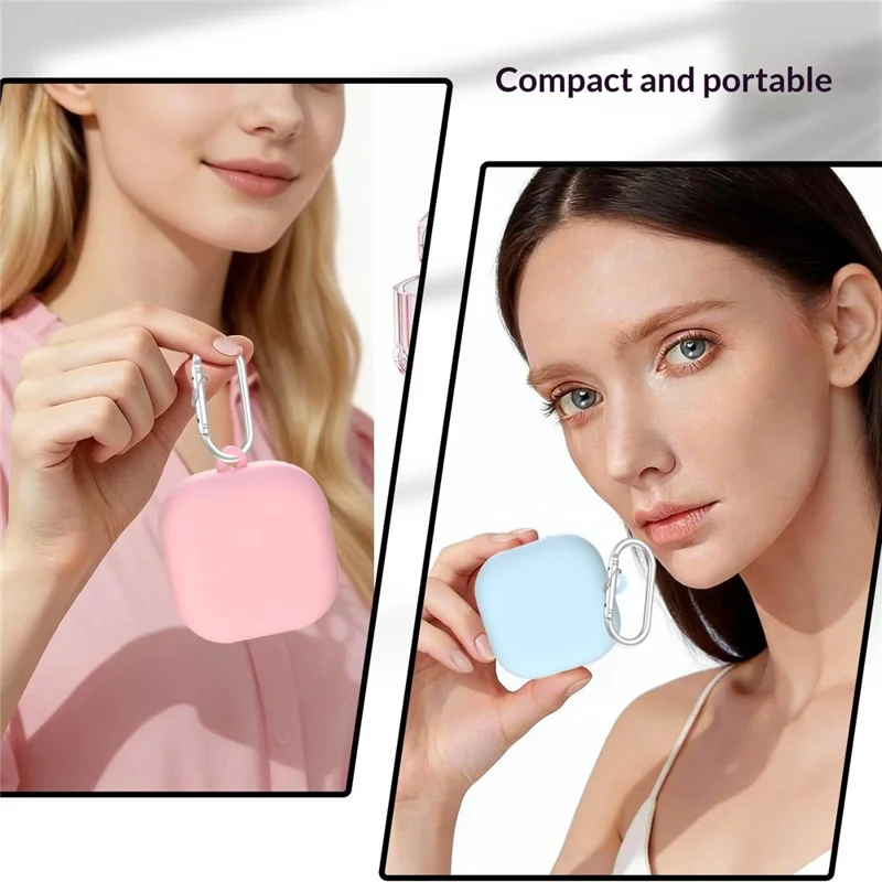 For Samsung Galaxy Buds4 / Buds4 Pro Liquid Silicone Case Earphone Protective Cover with Carabiner - Pink