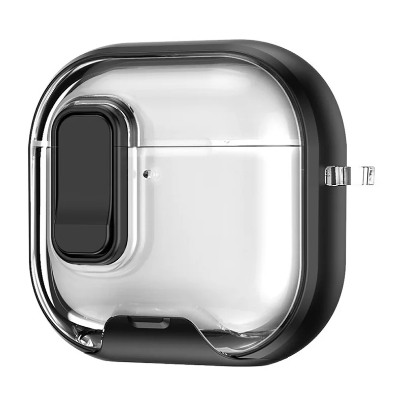 Für Apple AirPods 4 Hülle mit Ständer Halter TPU + PC Kopfhörerhülle mit Anhängering - Schwarz