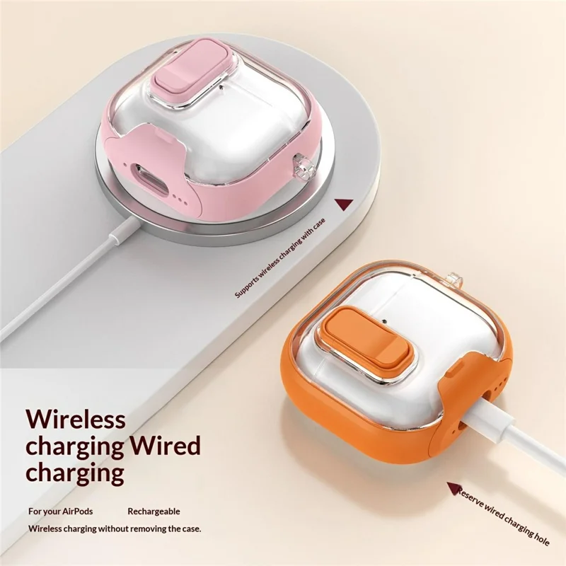 Für Apple AirPods 4 Hülle mit Ständer Halter TPU + PC Kopfhörerhülle mit Anhängering - Schwarz