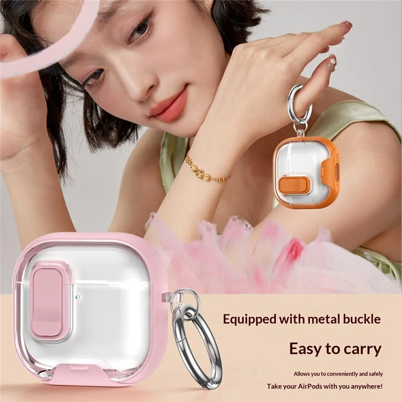 For Apple AirPods Pro 3 Case Phone Stand Holder TPU + PC Earphone Cover with Hanging Buckle - Black