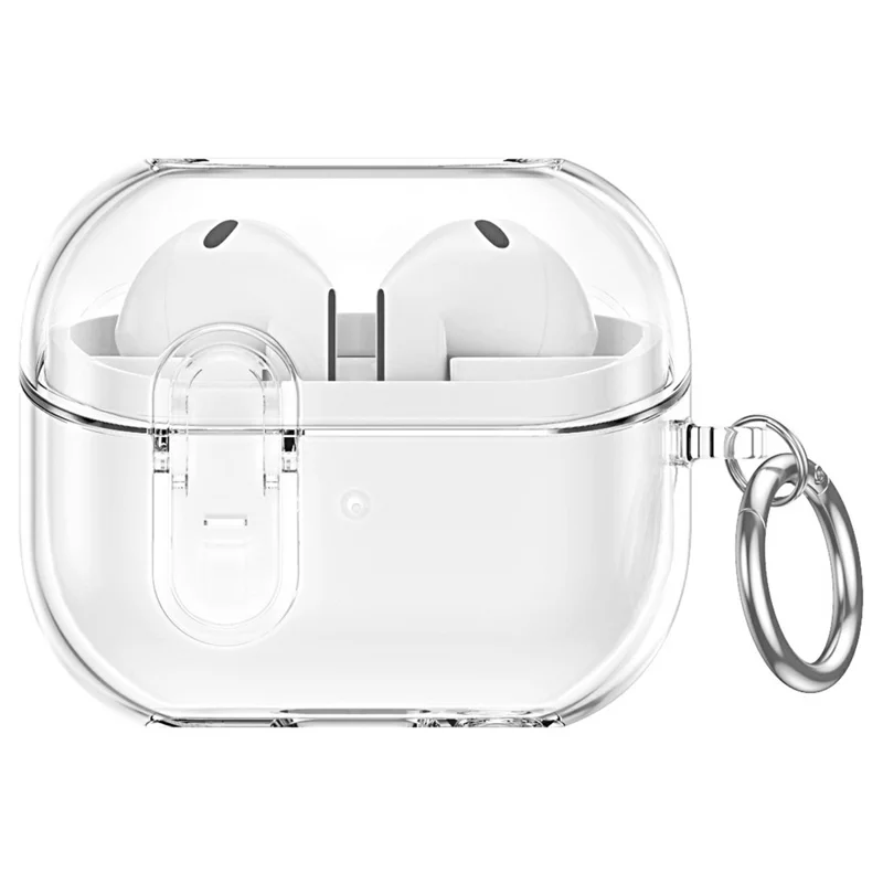 For Samsung Galaxy Buds3 / Buds3 Pro TPU Case Locking Button Clear Earphone Cover with Metal Buckle - Transparent
