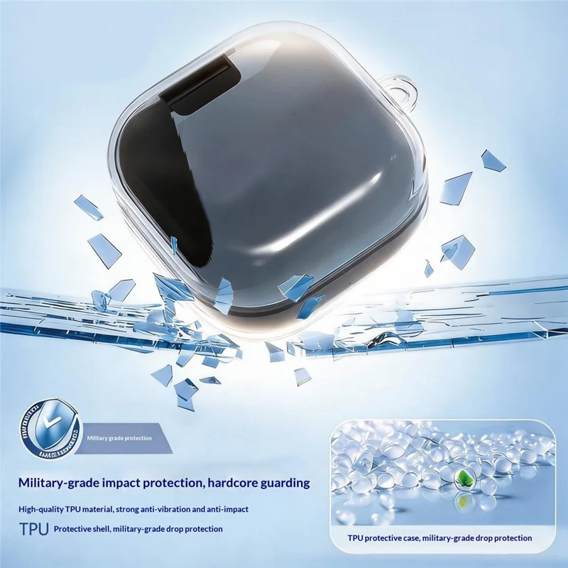 For Samsung Galaxy Buds4 / Buds4 Pro Case Earphone TPU Cover with Metal Hook / Cleaning Pen - Transparent