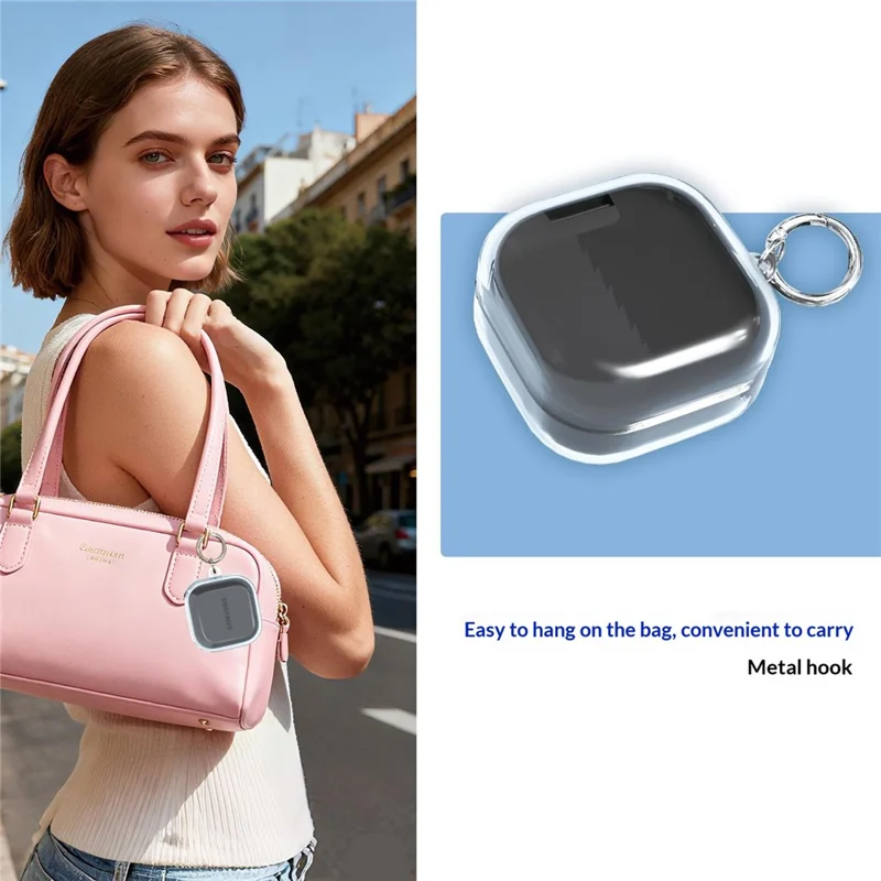 For Samsung Galaxy Buds4 / Buds4 Pro Case Earphone TPU Cover with Metal Hook / Cleaning Pen - Transparent