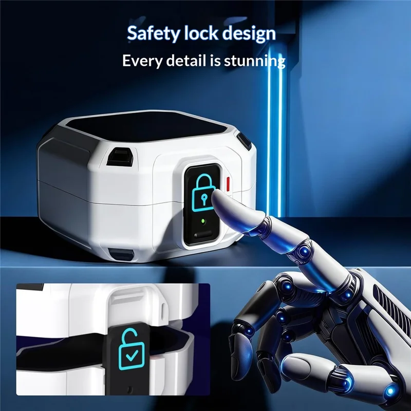 For Samsung Galaxy Buds4 / Buds4 Pro Armor Style Earphone Case with Cleaning Pen / Carabiner TPU PC Rugged Protective Cover - Black