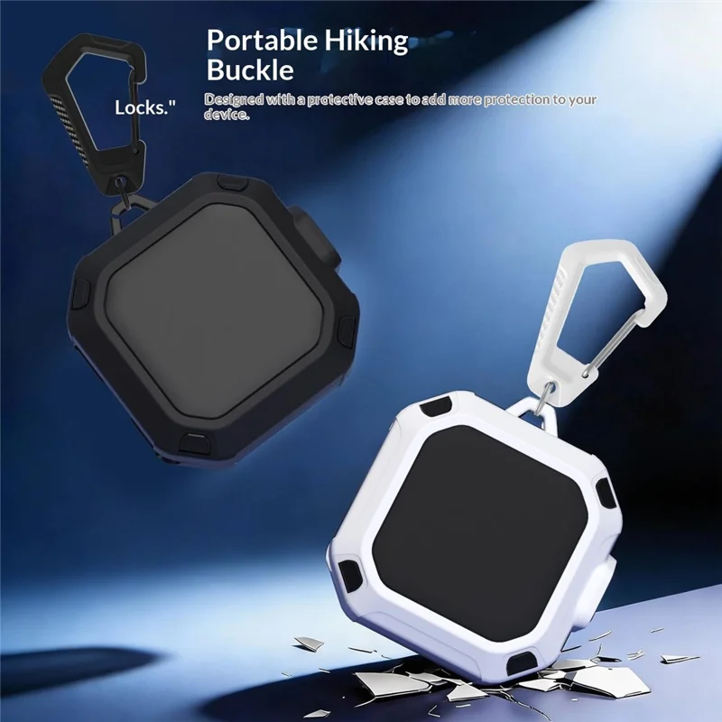 For Samsung Galaxy Buds4 / Buds4 Pro Armor Style Earphone Case with Cleaning Pen / Carabiner TPU PC Rugged Protective Cover - Black