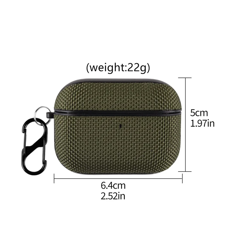 Für Apple AirPods Pro 2 Hülle Wasserdichte Nylon-Ohrhörerabdeckung mit Aufhängeschlaufe - Dunkelblau