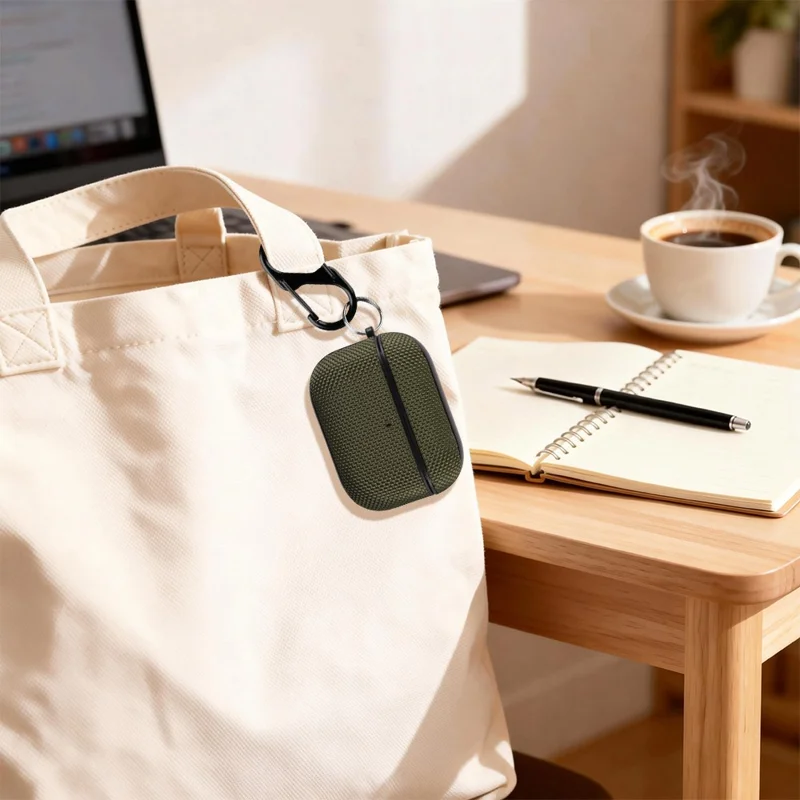 Für Apple AirPods Pro 2 Hülle Wasserdichte Nylon-Ohrhörerabdeckung mit Aufhängeschlaufe - Dunkelblau