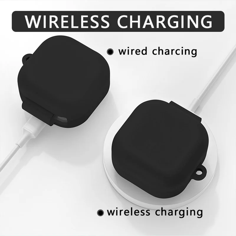 Étui en silicone pour Samsung Galaxy Buds4 / Buds4 Pro, housse de protection antirayures avec mousqueton - Noir