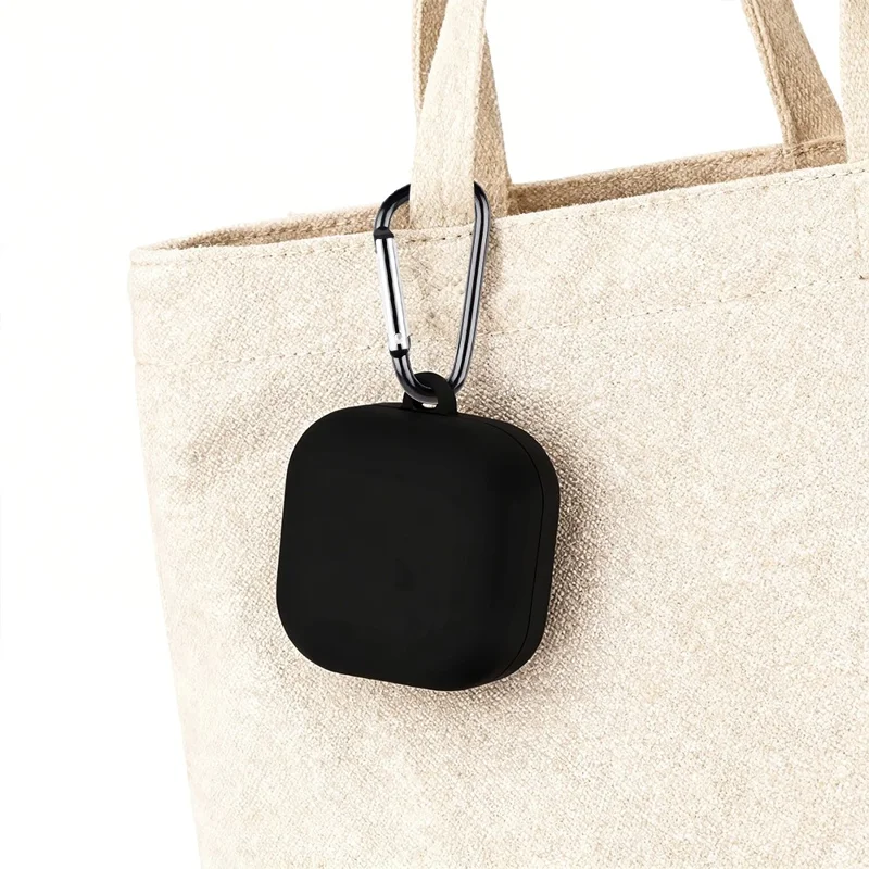 Étui en silicone pour Samsung Galaxy Buds4 / Buds4 Pro, housse de protection antirayures avec mousqueton - Noir