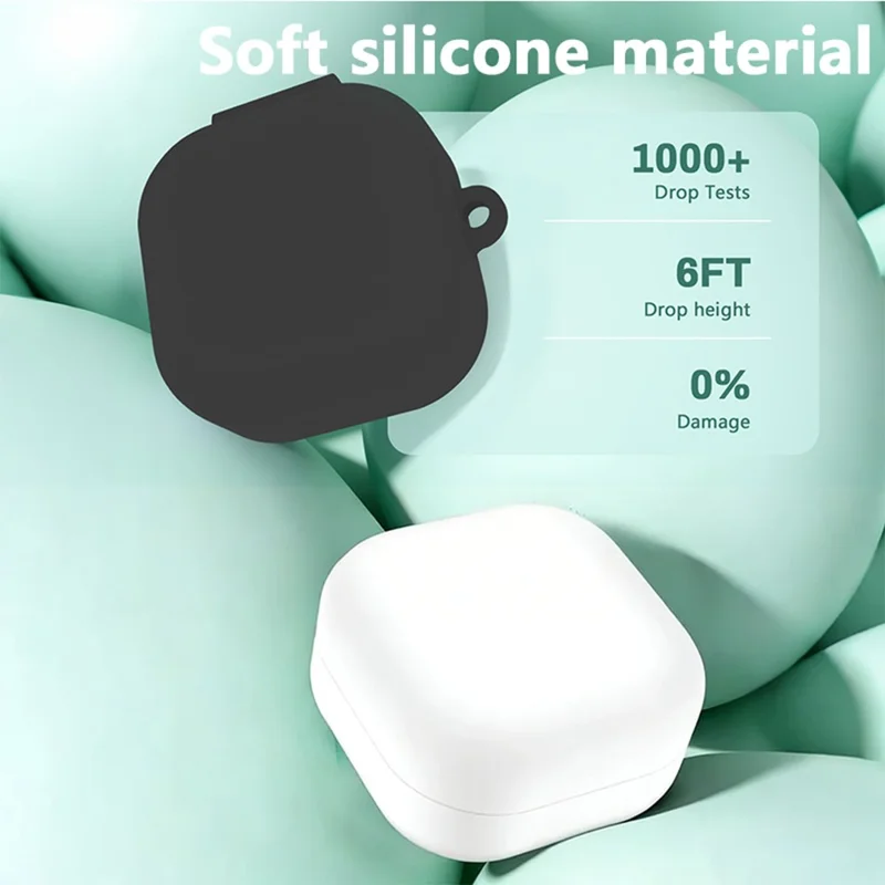 Étui en silicone pour Samsung Galaxy Buds4 / Buds4 Pro, housse de protection antirayures avec mousqueton - Noir