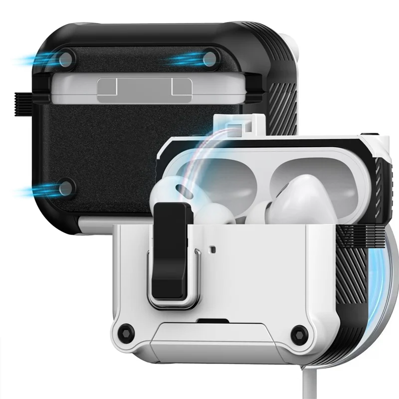 Voor AirPods Pro 3 Oordopjeshoes met Vergrendeling, Telefoonstandaard, Magnetische Automatische Vergrendelingshoes - Wit