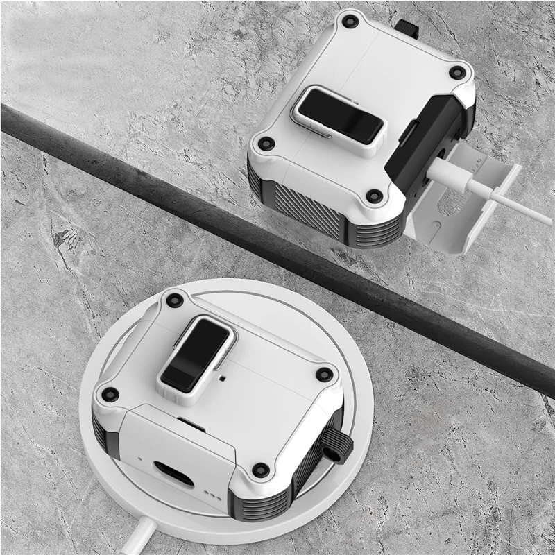 Voor AirPods Pro 3 Oordopjeshoes met Vergrendeling, Telefoonstandaard, Magnetische Automatische Vergrendelingshoes - Wit