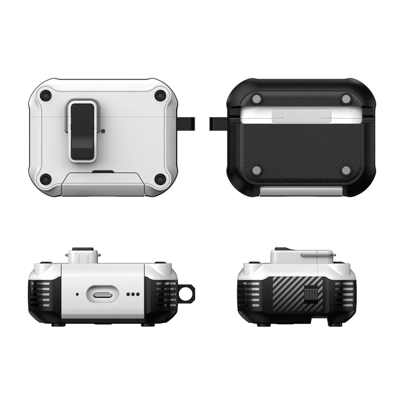 Voor AirPods Pro 3 Oordopjeshoes met Vergrendeling, Telefoonstandaard, Magnetische Automatische Vergrendelingshoes - Wit