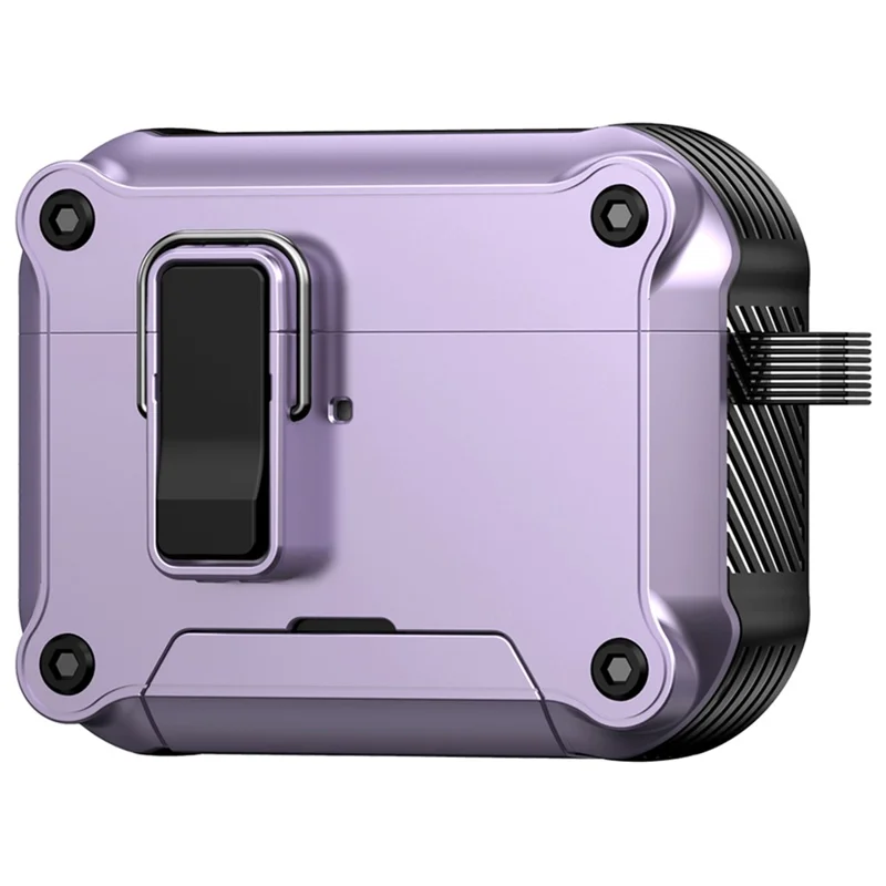 For AirPods Pro 3 Earphone Case with Lock Phone Stand Magnetic Automatic Lock Cover - Purple