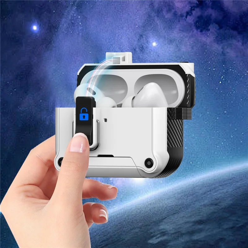 Voor AirPods Pro 2 Oordopjeshoes met Vergrendeling, Telefoonstandaard, Magnetische Automatische Vergrendelingshoes - Wit