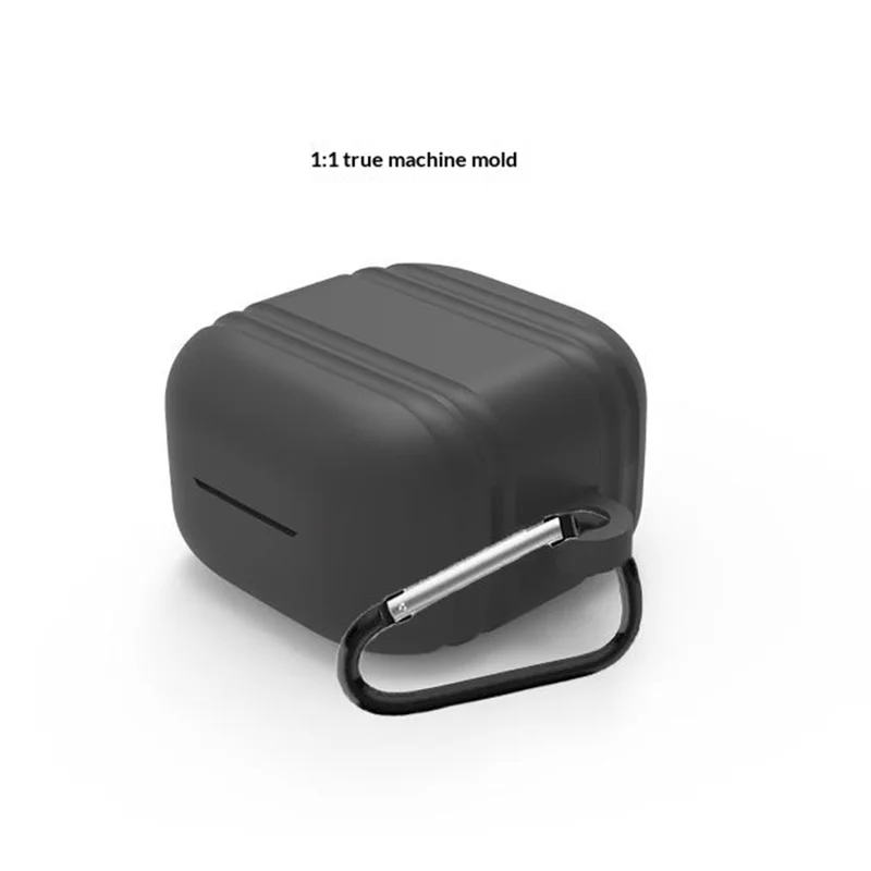 For Samsung Galaxy Buds4 / Buds4 Pro Silicone Case Earphone Protective Cover with Carabiner - Black