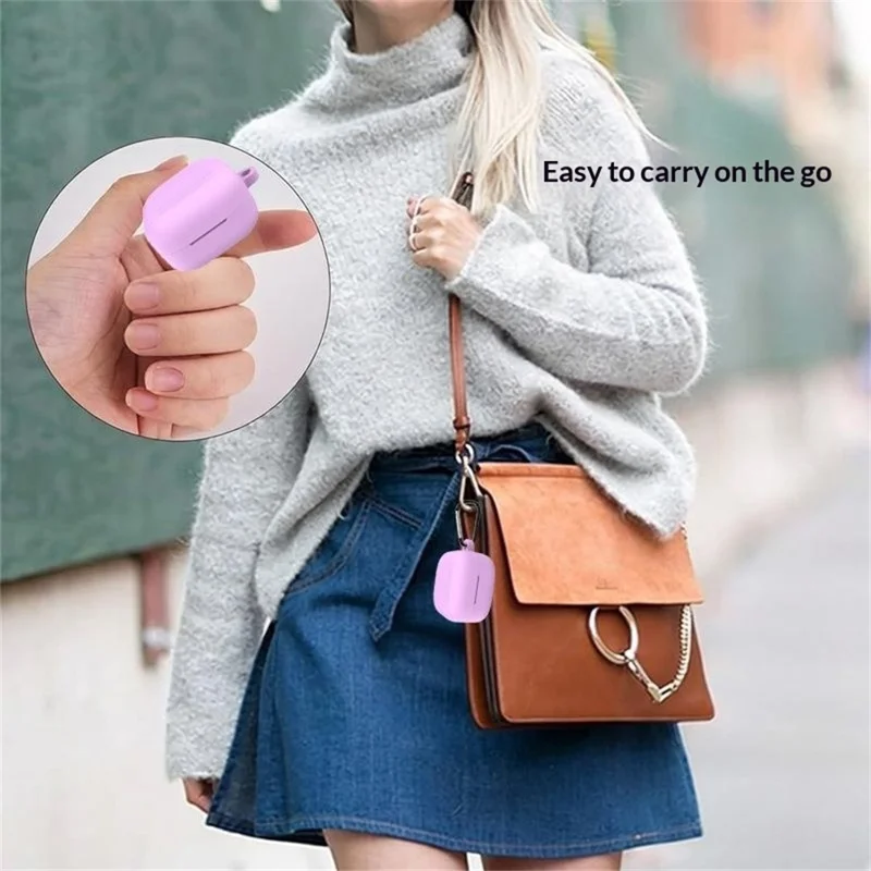 For Samsung Galaxy Buds4 / Buds4 Pro Silicone Case Earphone Protective Cover with Carabiner - Black