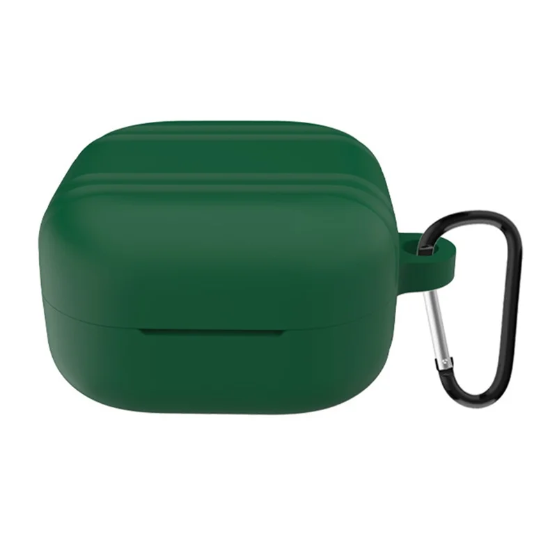 For Samsung Galaxy Buds4 / Buds4 Pro Silicone Case Earphone Protective Cover with Carabiner - Blackish Green