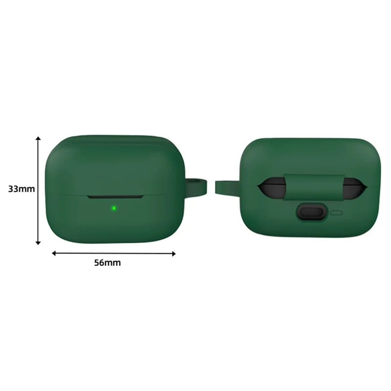 For Samsung Galaxy Buds4 / Buds4 Pro Silicone Case Earphone Protective Cover with Carabiner - Blackish Green