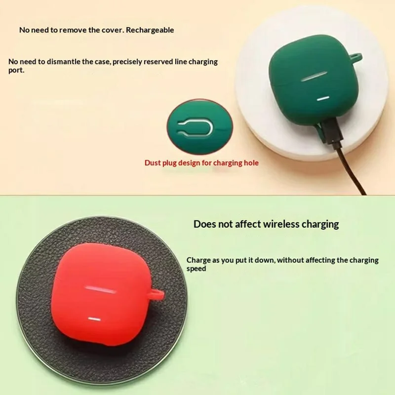 For Xiaomi Redmi Buds 8 Active Silicone Case Wireless Earbuds Protective Cover with Anti-Lost Buckle - Blackish Green