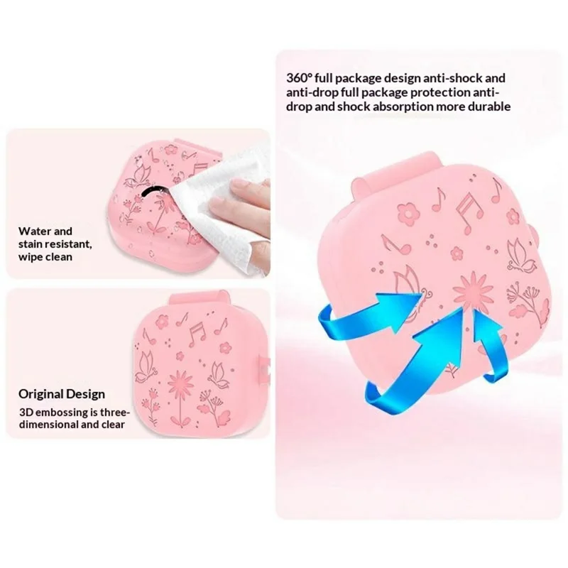 For Samsung Galaxy Buds4 / Buds4 Pro 3D Embossed Butterfly Silicone Case with Hanging Pendant - Pink