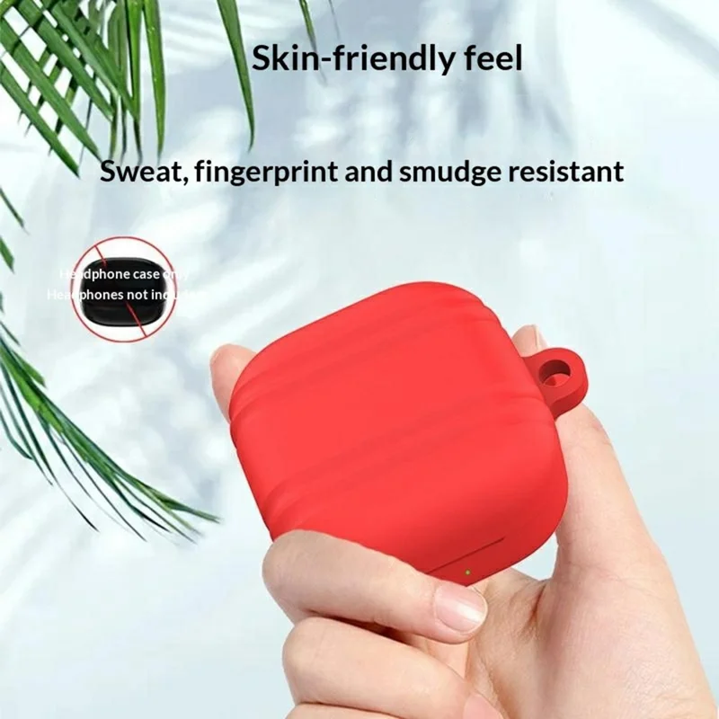 For Samsung Galaxy Buds4 / Buds4 Pro Striped Design Silicone Case Anti-drop Protective Cover with Carabiner - White