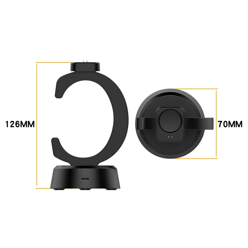Watch Charger for Huami Amazfit Active 3 Premium / Active Max / T-Rex Ultra 2 Magnetic Charging Dock Cradle - Black