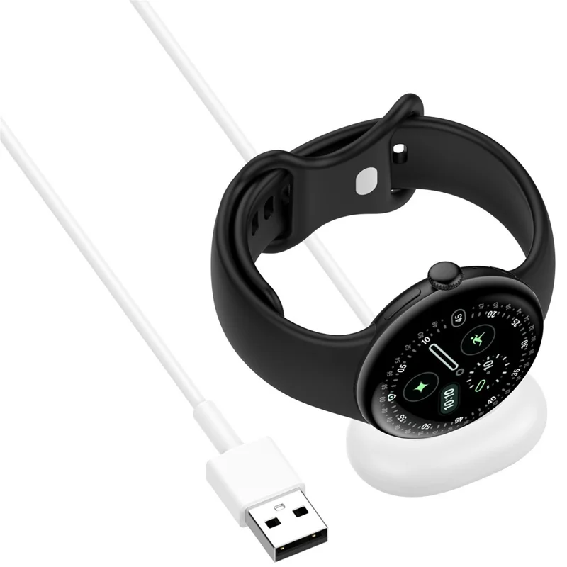 For Google Pixel Watch 4 45mm / 41mm USB-A Magnetic Watch Charger with 1m Charging Cable - White