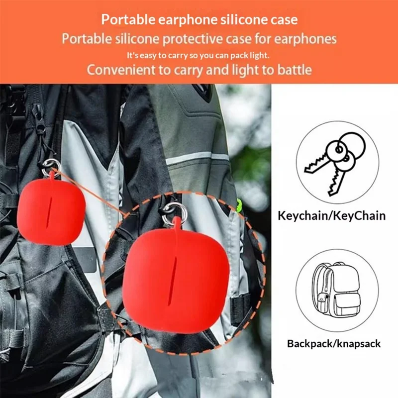 For Xiaomi Redmi Buds 8 Lite Silicone Case Wireless Earbuds Protective Cover with Anti-Lost Buckle - Blackish Green