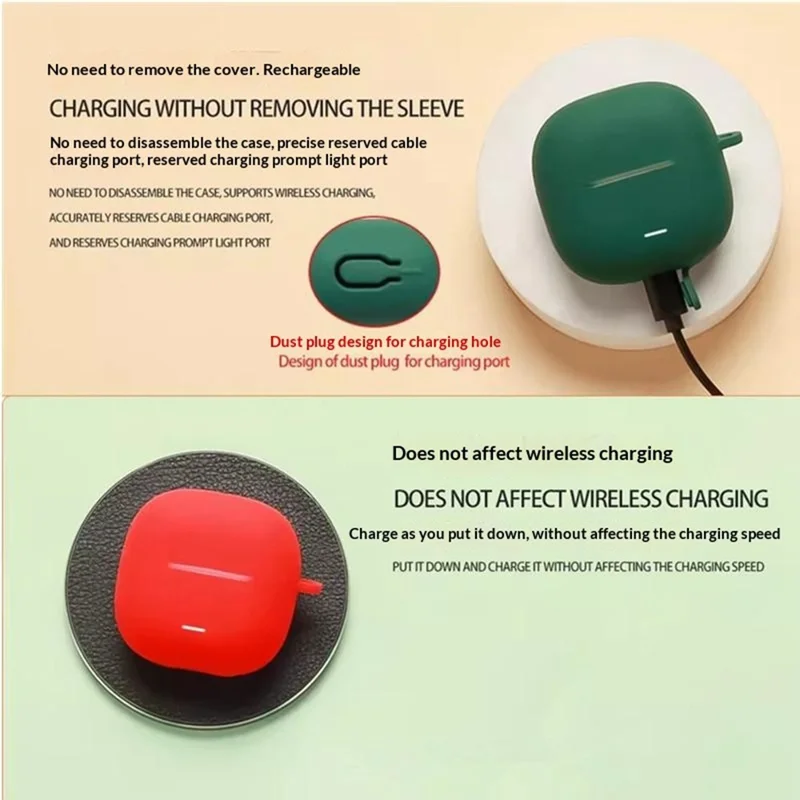For Xiaomi Redmi Buds 8 Lite Silicone Case Wireless Earbuds Protective Cover with Anti-Lost Buckle - Blackish Green