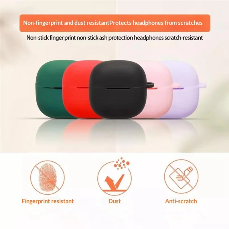 For Xiaomi Redmi Buds 8 Lite Silicone Case Wireless Earbuds Protective Cover with Anti-Lost Buckle - Blackish Green
