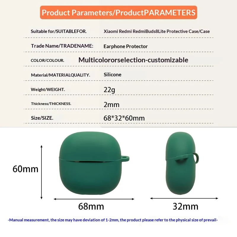 For Xiaomi Redmi Buds 8 Lite Silicone Case Wireless Earbuds Protective Cover with Anti-Lost Buckle - Blackish Green