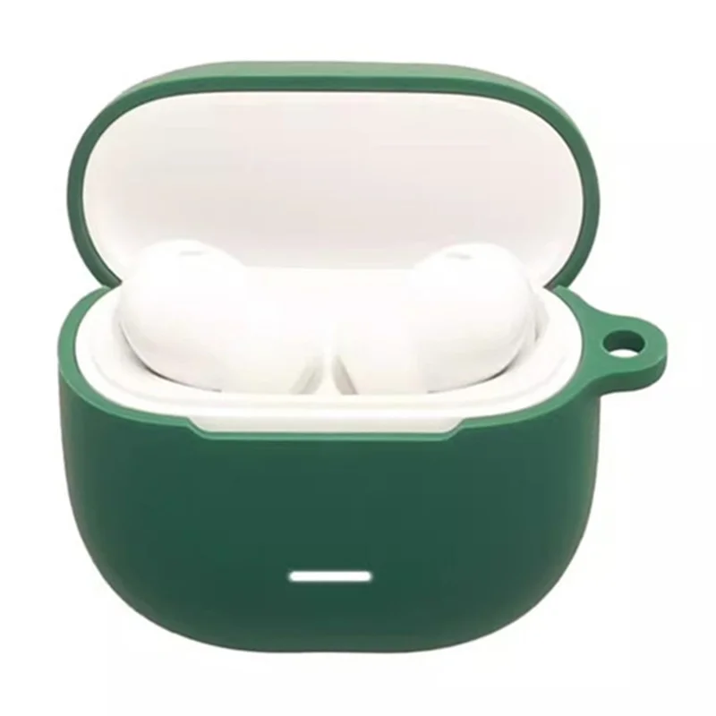 For Xiaomi Redmi Buds 8 Lite Silicone Case Wireless Earbuds Protective Cover with Anti-Lost Buckle - Blackish Green