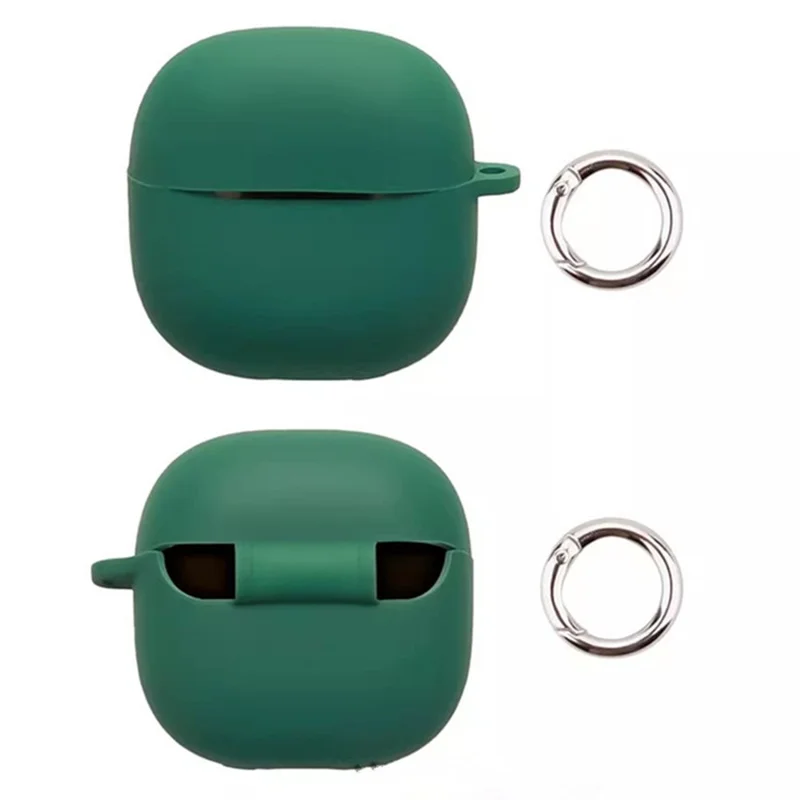 For Xiaomi Redmi Buds 8 Lite Silicone Case Wireless Earbuds Protective Cover with Anti-Lost Buckle - Blackish Green