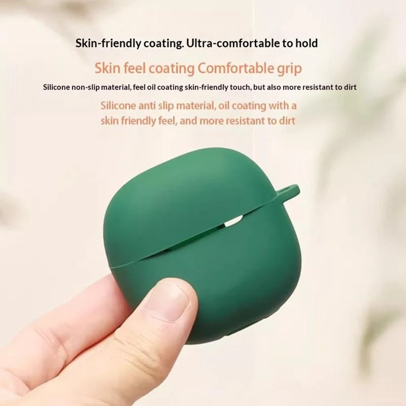 For Xiaomi Redmi Buds 8 Lite Silicone Case Wireless Earbuds Protective Cover with Anti-Lost Buckle - Blackish Green