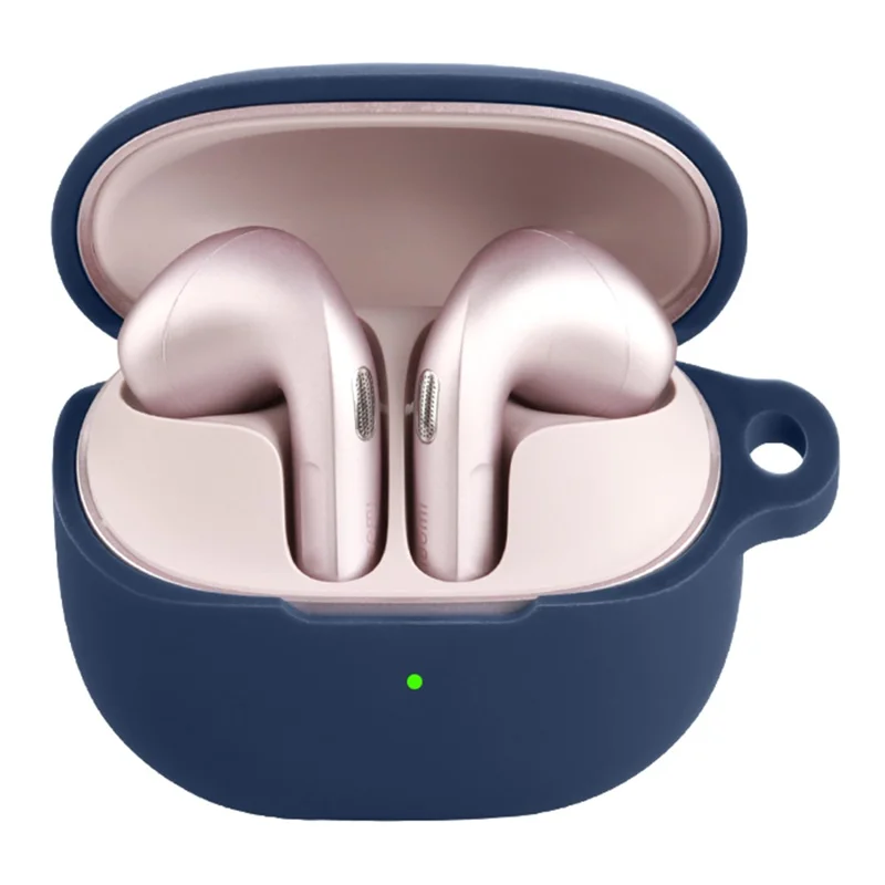 For Xiaomi Buds 6 Silicone Case Wireless Earbuds Protective Cover with Anti-Lost Buckle - Dark Blue