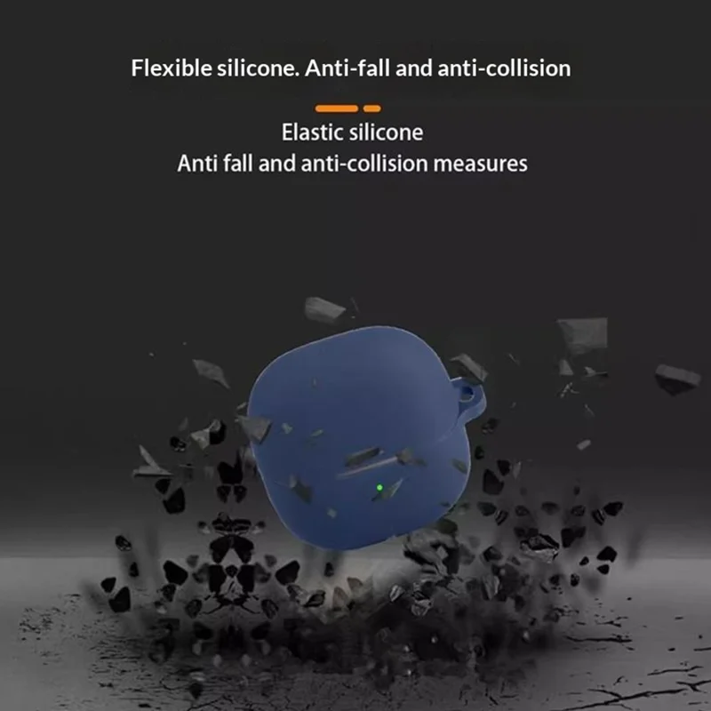 For Xiaomi Buds 6 Silicone Case Wireless Earbuds Protective Cover with Anti-Lost Buckle - Dark Blue