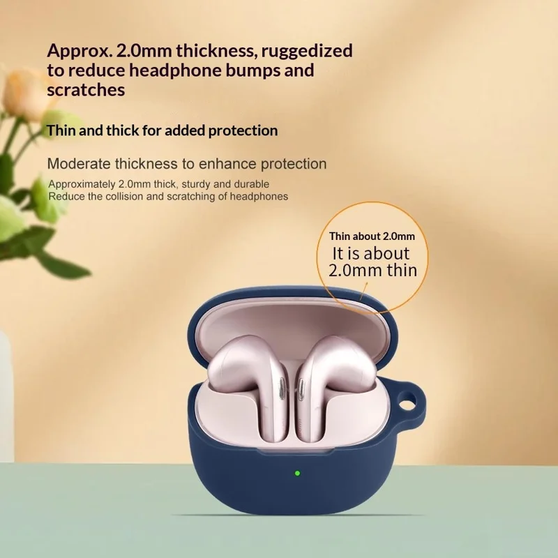 For Xiaomi Buds 6 Silicone Case Wireless Earbuds Protective Cover with Anti-Lost Buckle - Dark Blue