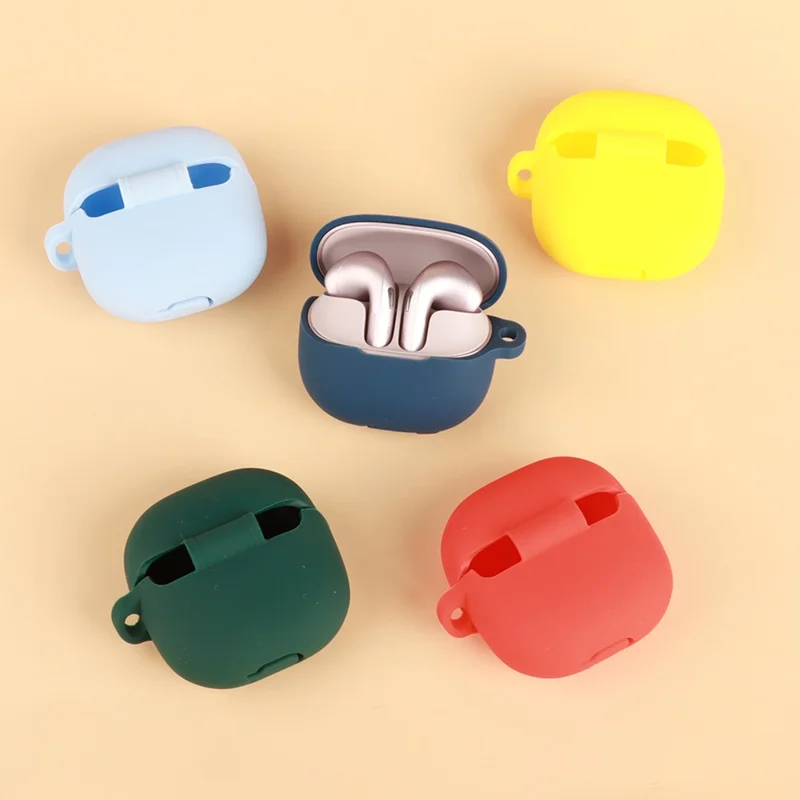 For Xiaomi Buds 6 Silicone Case Wireless Earbuds Protective Cover with Anti-Lost Buckle - Dark Blue