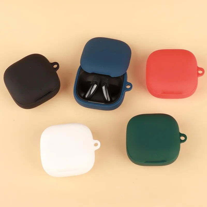 For Anker Soundcore Liberty Buds Silicone Case Wireless Earbuds Protective Cover with Anti-Lost Buckle - Dark Blue