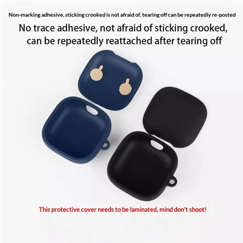 For Anker Soundcore Liberty Buds Silicone Case Wireless Earbuds Protective Cover with Anti-Lost Buckle - Dark Blue